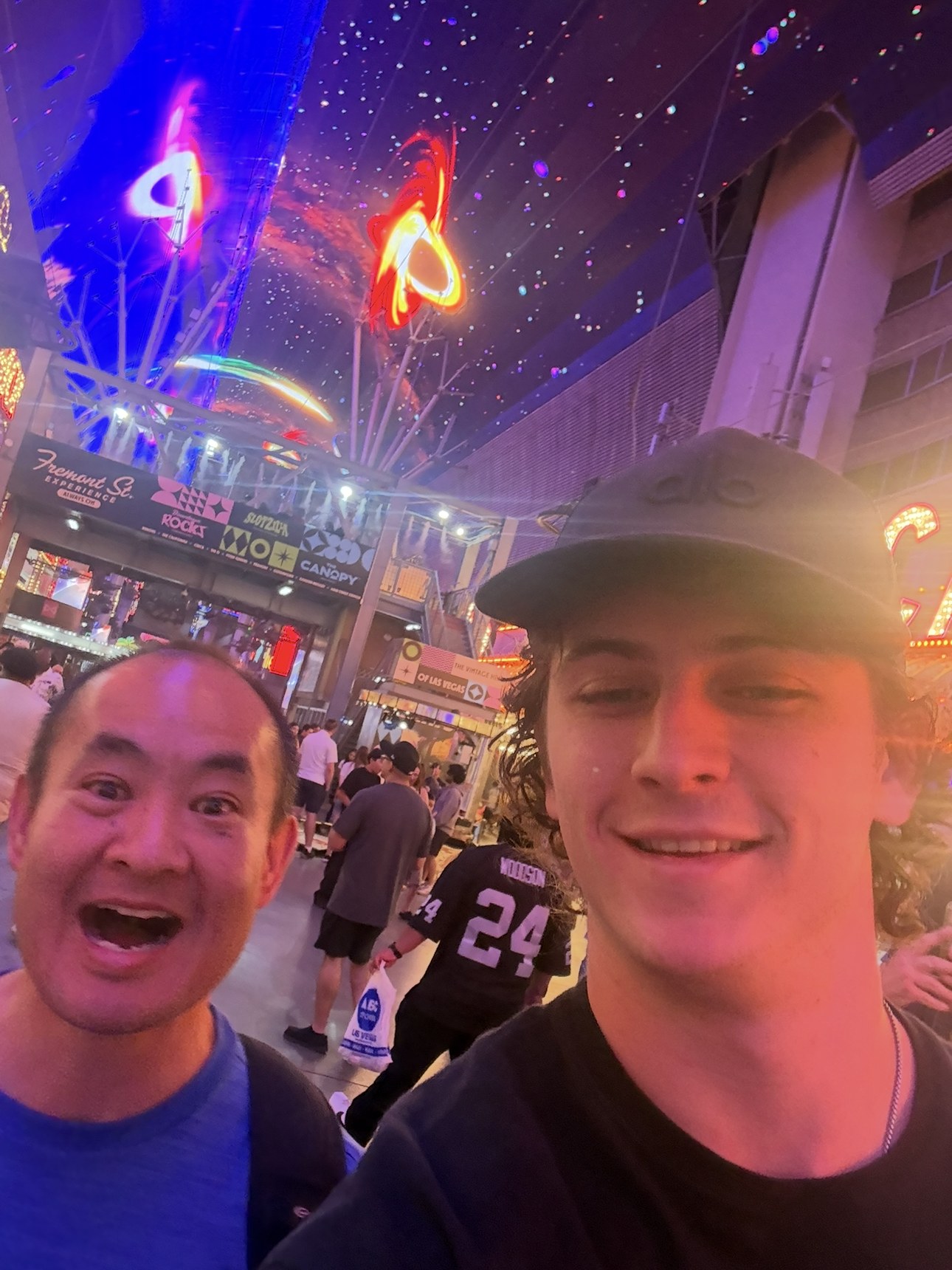 Jack Allard and Dennis Yu on Fremont Street, Las Vegas